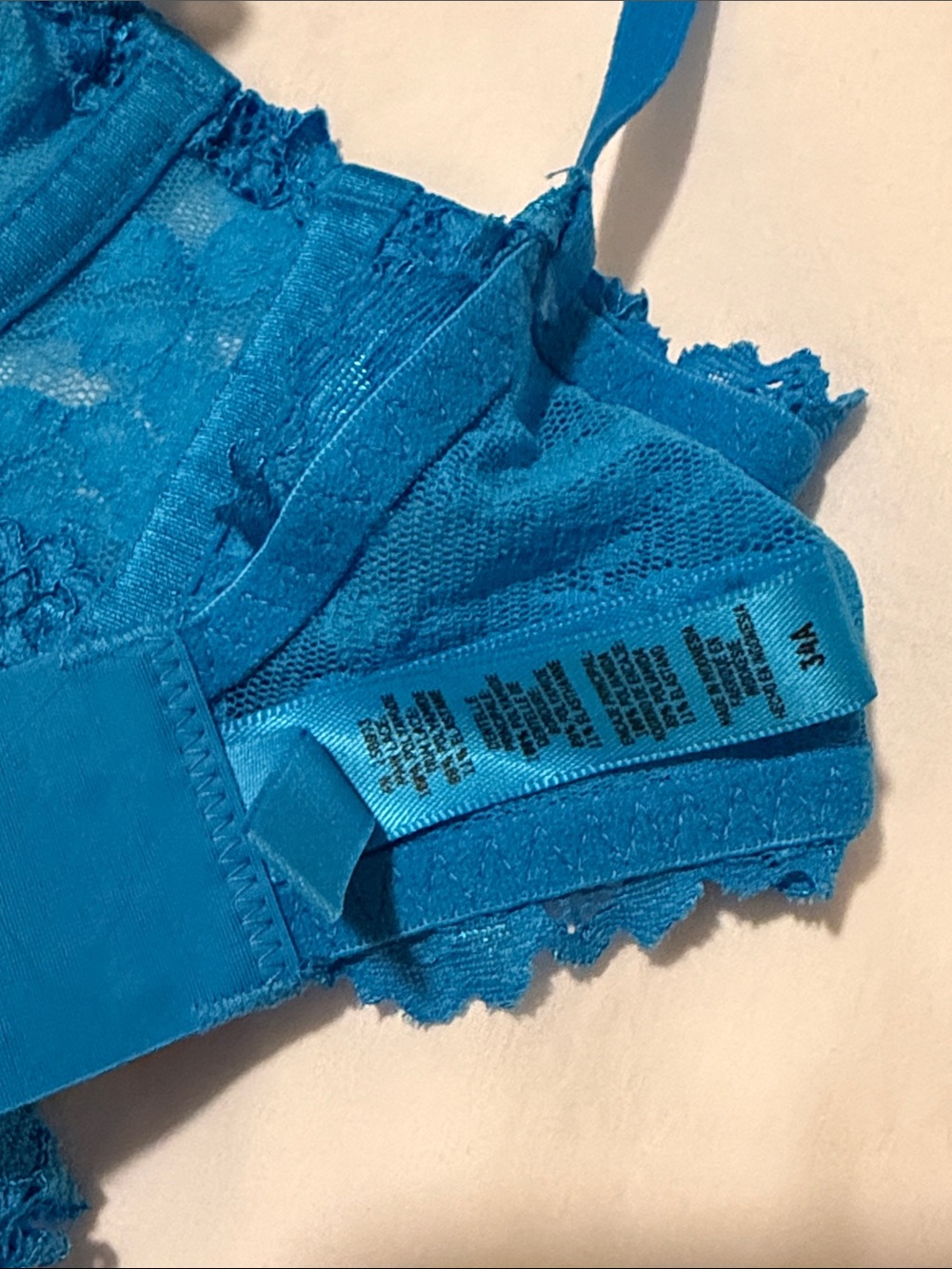Skims Blue Lace Underwire Bra & Thong Set - size 34A and Small - Picture 2 of 5